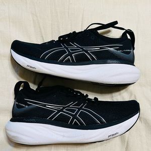 ASICS Women's Gel-Nimbus 25 Running Shoes, Black/White, Size 10.5